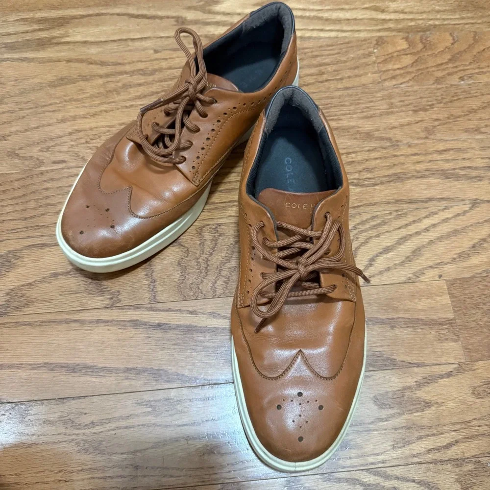 Cole Haan Brown Leather Grand Crosscourt‎ Wingtip Oxford Sneakers size 12